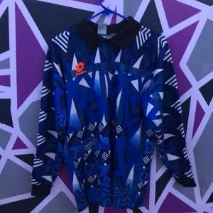 Blue goalie jersey with pattern